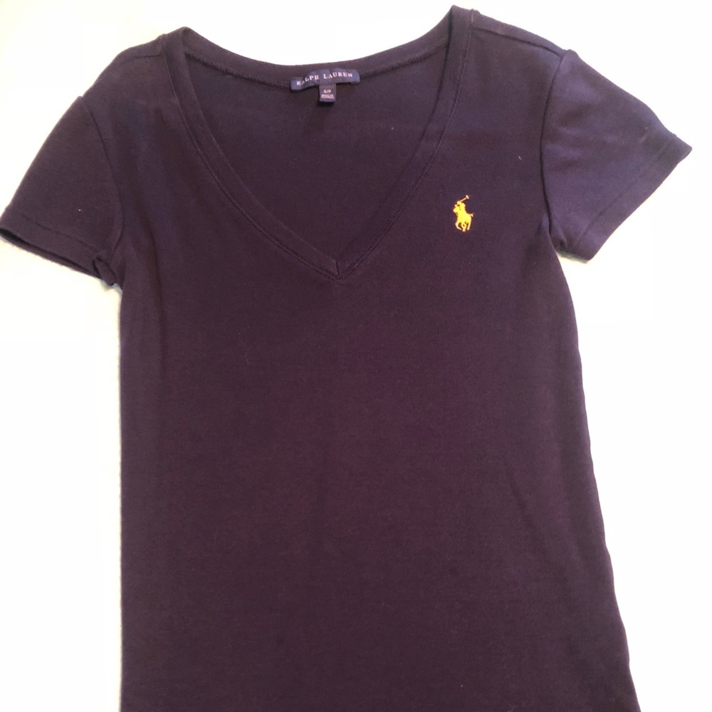 Ralph Lauren short sleeve v neck shirt navy blue